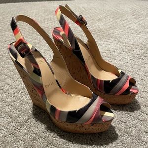 Christian Louboutin cork wedges size 38